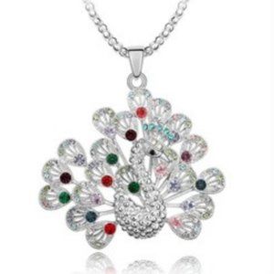 Crystal Multi Color Princess Peacock Necklace